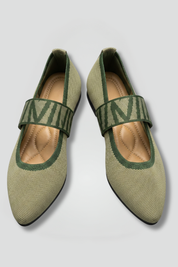 Millicent Hall | Mary Jane Knit Flat Shoes with Signature Strap
