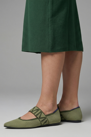 Millicent Hall | Mary Jane Knit Flat Shoes with Signature Strap