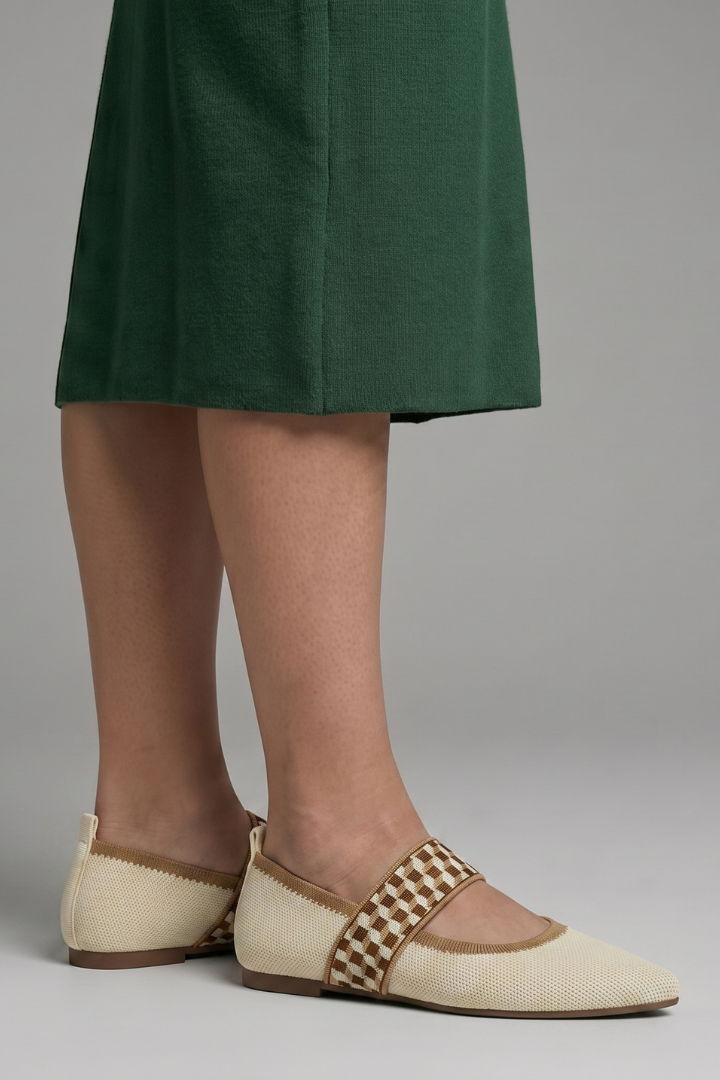 Millicent Hall | Mary Jane Knit Flat Shoes with Signature Strap