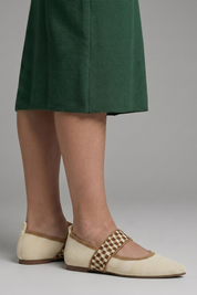 Millicent Hall | Mary Jane Knit Flat Shoes with Signature Strap