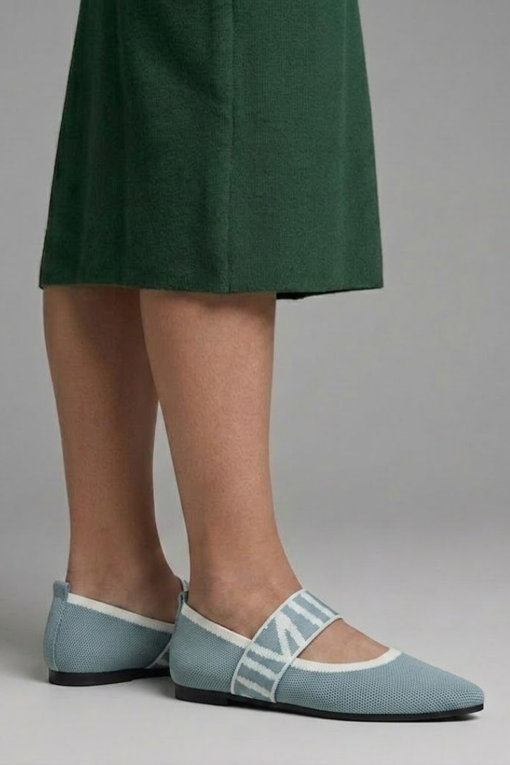 Millicent Hall | Mary Jane Knit Flat Shoes with Signature Strap