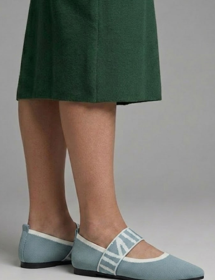 Millicent Hall | Mary Jane Knit Flat Shoes with Signature Strap