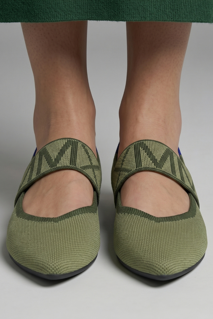 Millicent Hall | Mary Jane Knit Flat Shoes with Signature Strap