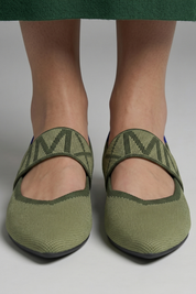 Millicent Hall | Mary Jane Knit Flat Shoes with Signature Strap