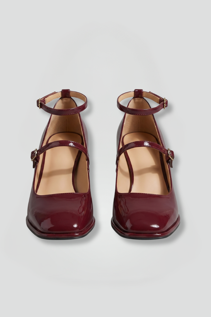 Lydia Turner | Patent Mary Jane Heels with Triple Buckle Strap