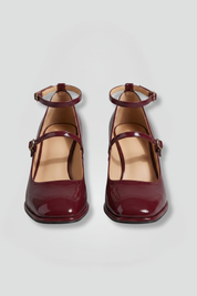Lydia Turner | Patent Mary Jane Heels with Triple Buckle Strap