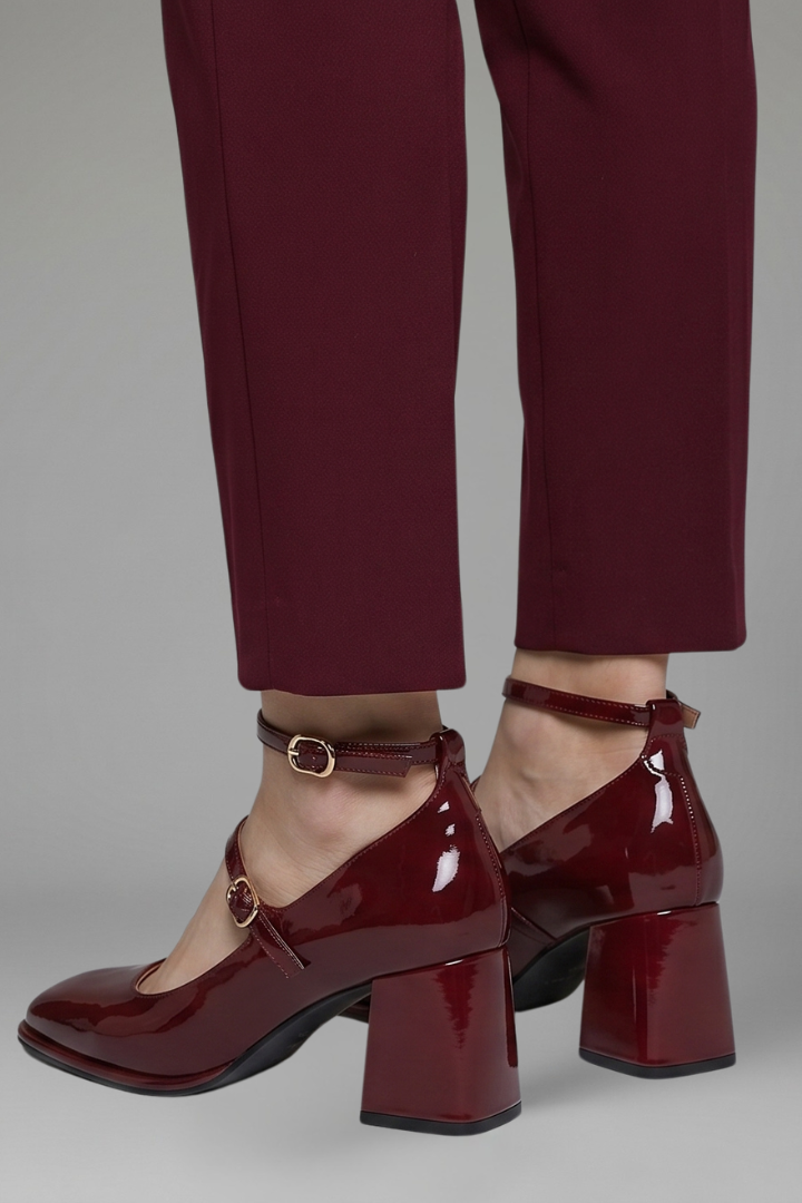Lydia Turner | Patent Mary Jane Heels with Triple Buckle Strap