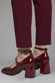 Lydia Turner | Patent Mary Jane Heels with Triple Buckle Strap