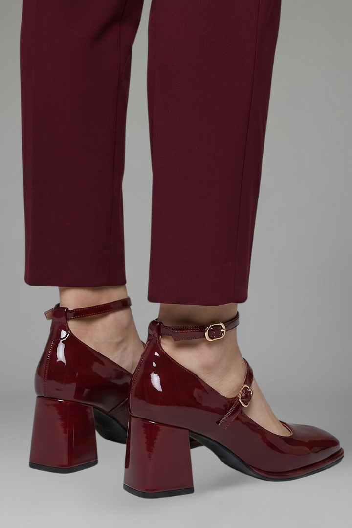 Lydia Turner | Patent Mary Jane Heels with Triple Buckle Strap