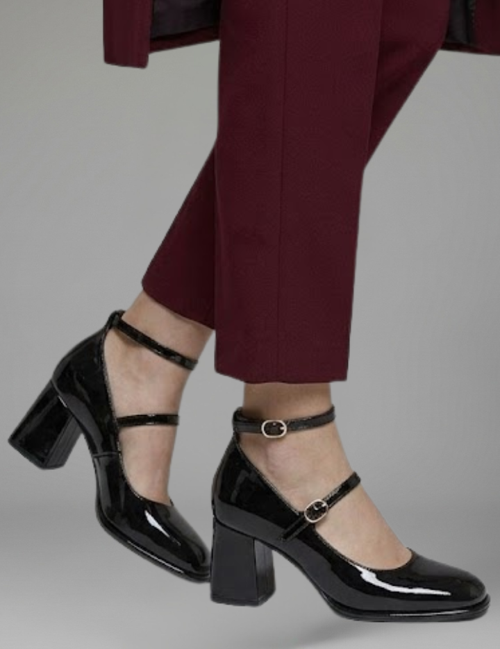 Lydia Turner | Patent Mary Jane Heels with Triple Buckle Strap