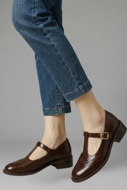 Harriet Cooper | T-Strap Mary Jane Shoes with Brogue Wingtip Detail