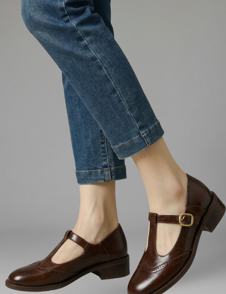 Harriet Cooper | T-Strap Mary Jane Shoes with Brogue Wingtip Detail