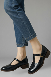 Harriet Cooper | T-Strap Mary Jane Shoes with Brogue Wingtip Detail