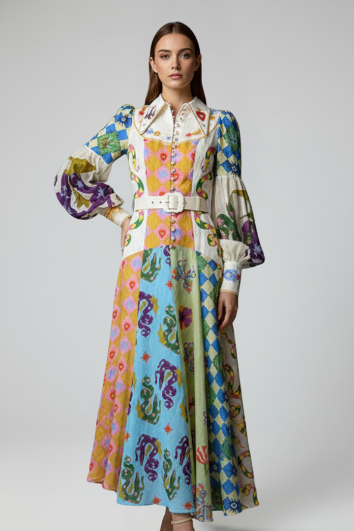Matilda Ashworth | Robe longue imprimée avec lien à la taille