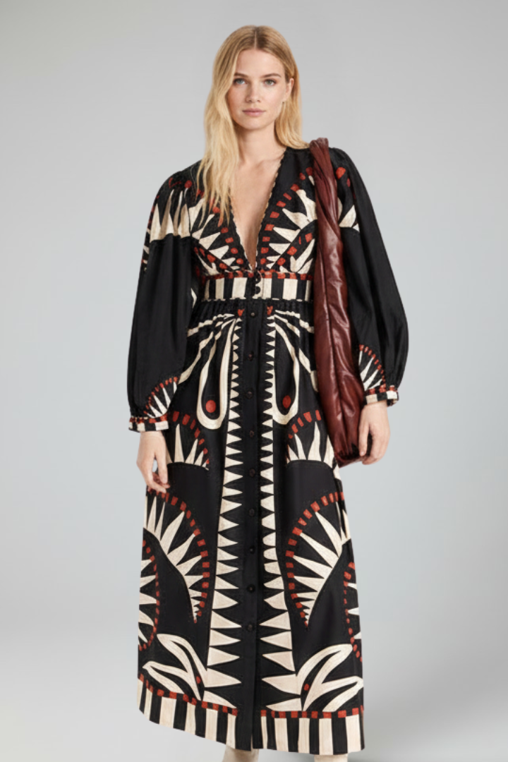 Matilda Ashworth | Robe longue imprimée avec lien à la taille