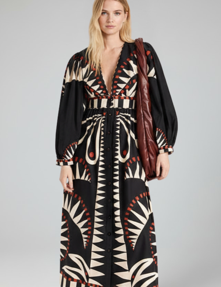 Matilda Ashworth | Printed Maxi Dress With Tie-Waist Detail
