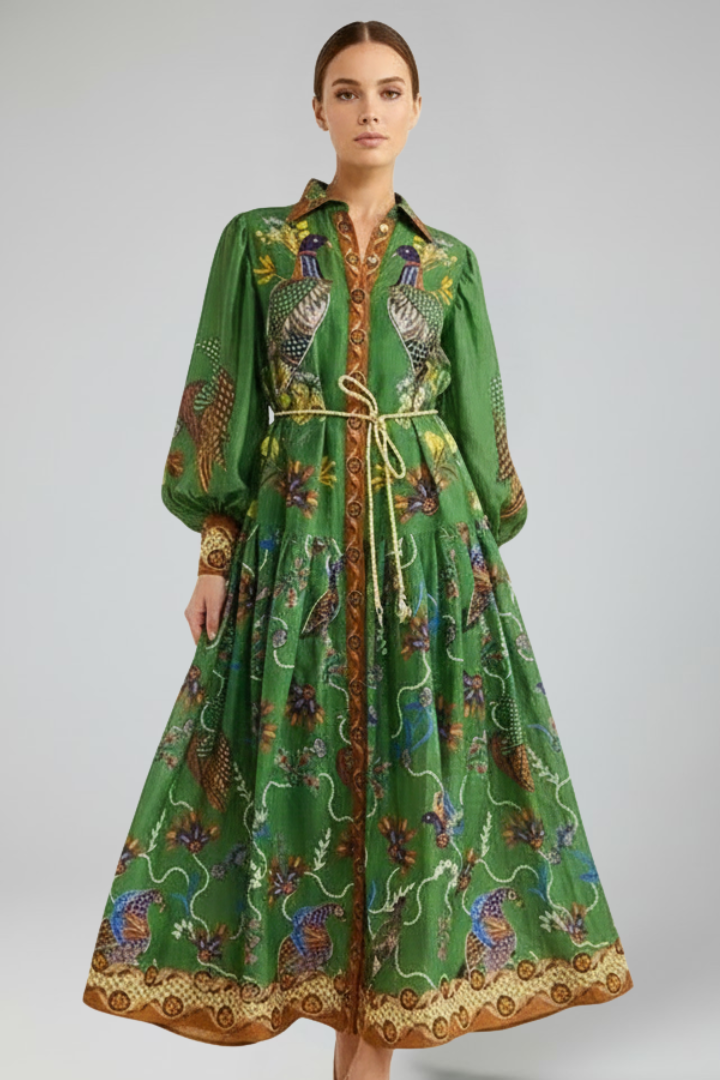 Matilda Ashworth | Robe longue imprimée avec lien à la taille