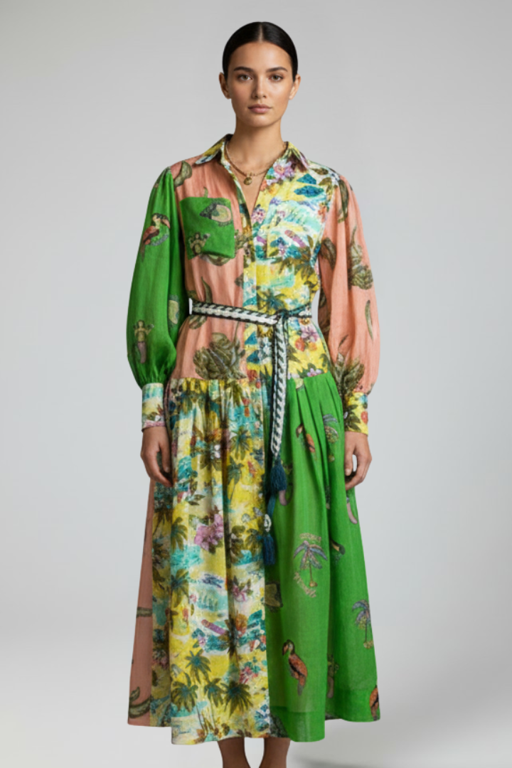 Matilda Ashworth | Robe longue imprimée avec lien à la taille