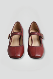 Georgina Baker | Mary Jane Block Heel Shoes in Rich Burgundy