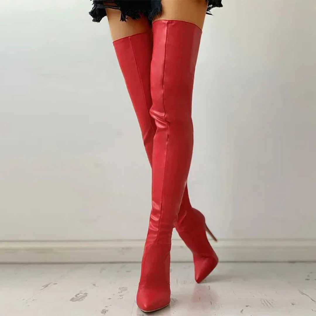 Valentina Rossi | Over-The-Knee Stiletto Boot in Scarlet Red
