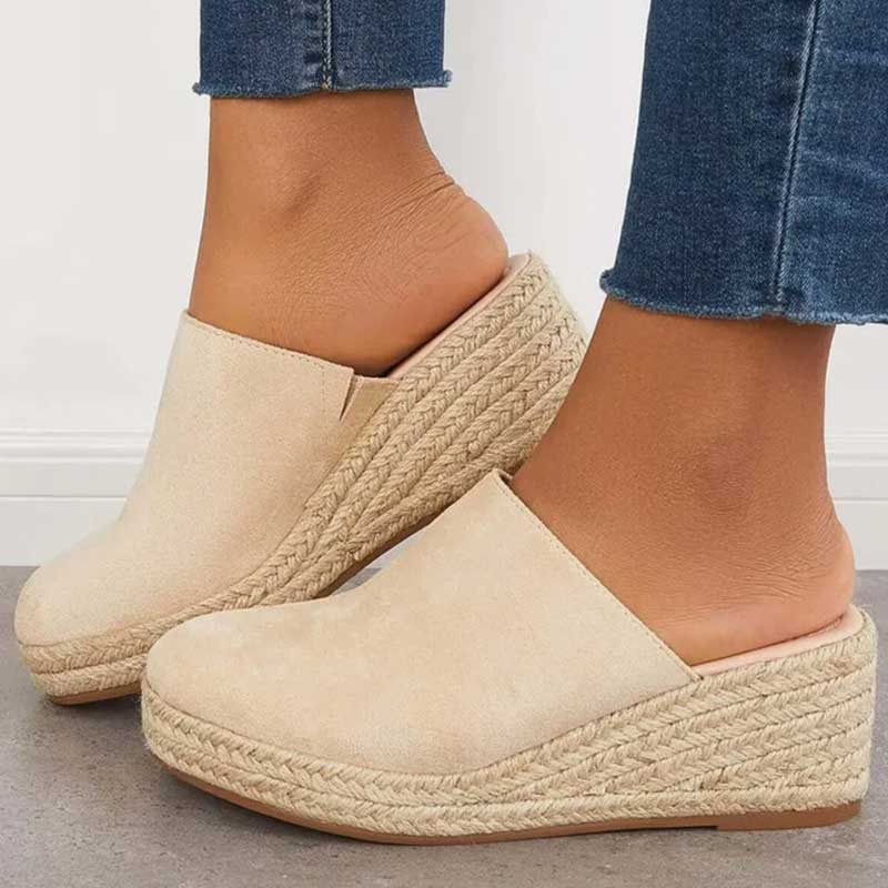 Kaia Ellery | Suede Espadrille Wedge Mules