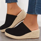 Kaia Ellery | Suede Espadrille Wedge Mules