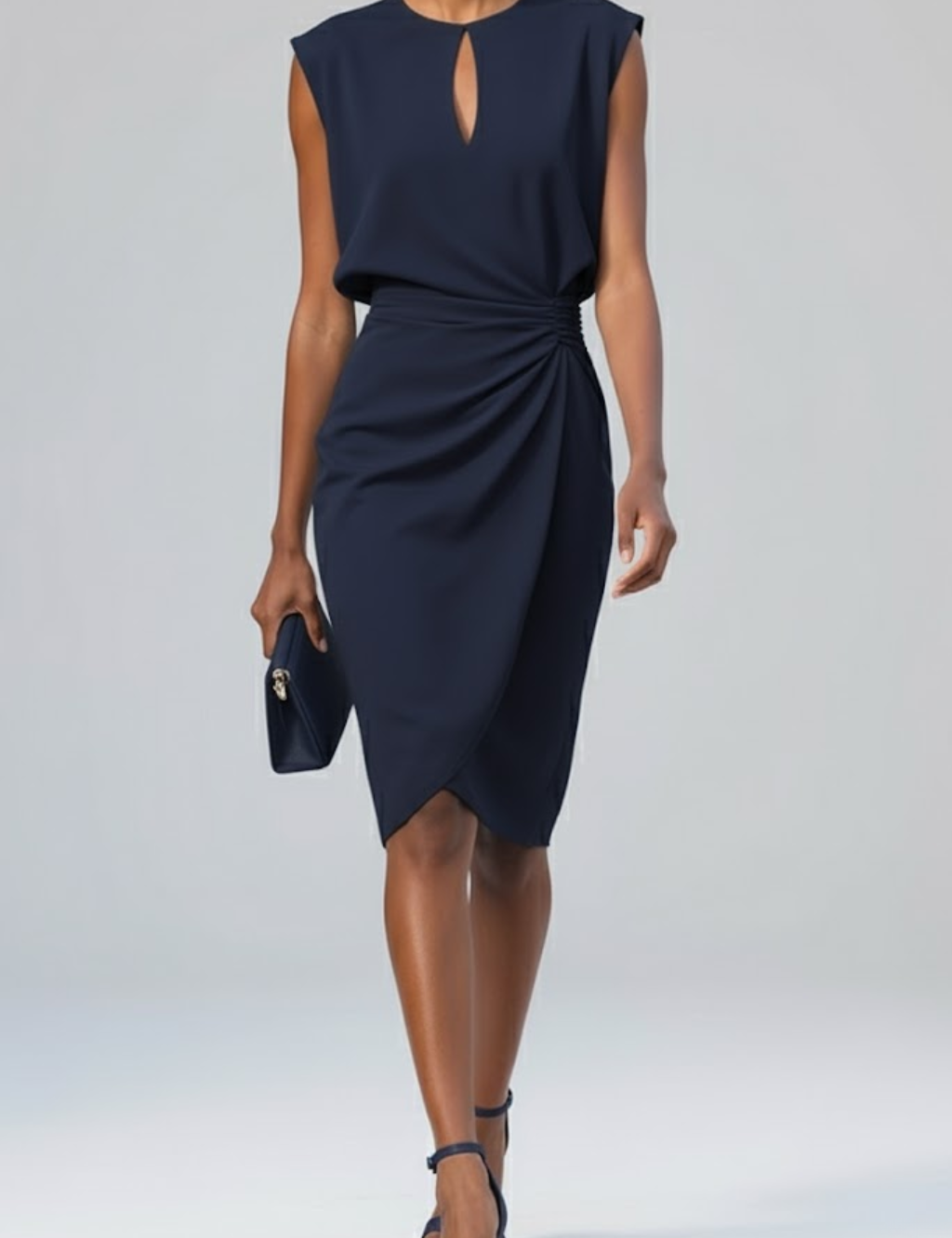 Eleanor Vance | Women's Ruched Midi Dress in Sky Blue