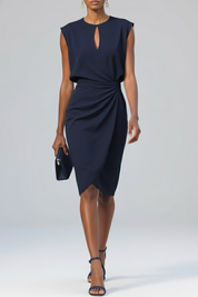 Eleanor Vance | Women's Ruched Midi Dress in Sky Blue