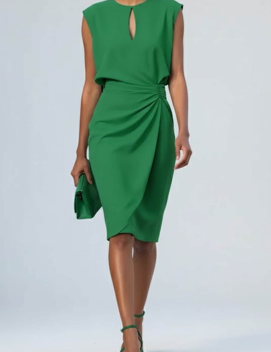 Eleanor Vance | Women's Ruched Midi Dress in Sky Blue