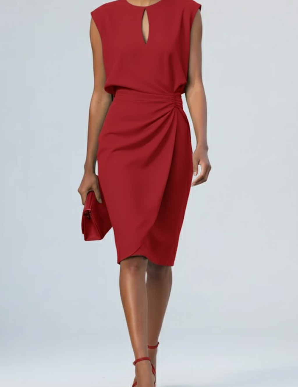 Eleanor Vance | Women's Ruched Midi Dress in Sky Blue
