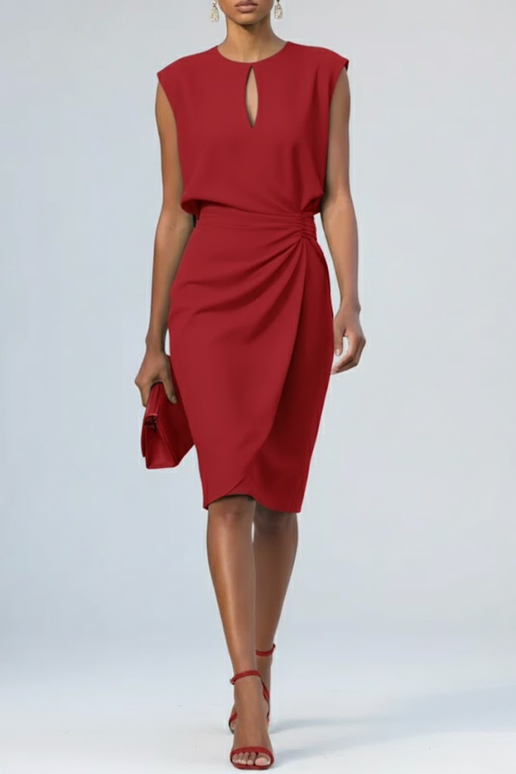 Eleanor Vance | Women's Ruched Midi Dress in Sky Blue