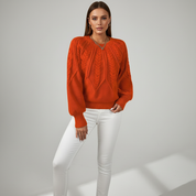 Verity Sanderson | Cable Knit Autumn Sweater – Warm Rust Statement Knit