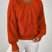 Verity Sanderson | Cable Knit Autumn Sweater – Warm Rust Statement Knit