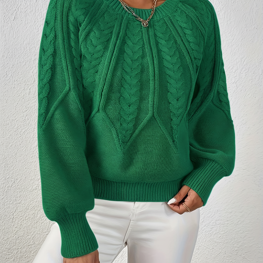 Verity Sanderson | Cable Knit Autumn Sweater – Warm Rust Statement Knit