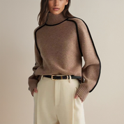 Dorothea Campbell | Turtleneck Knit Sweater with Contrast Trim