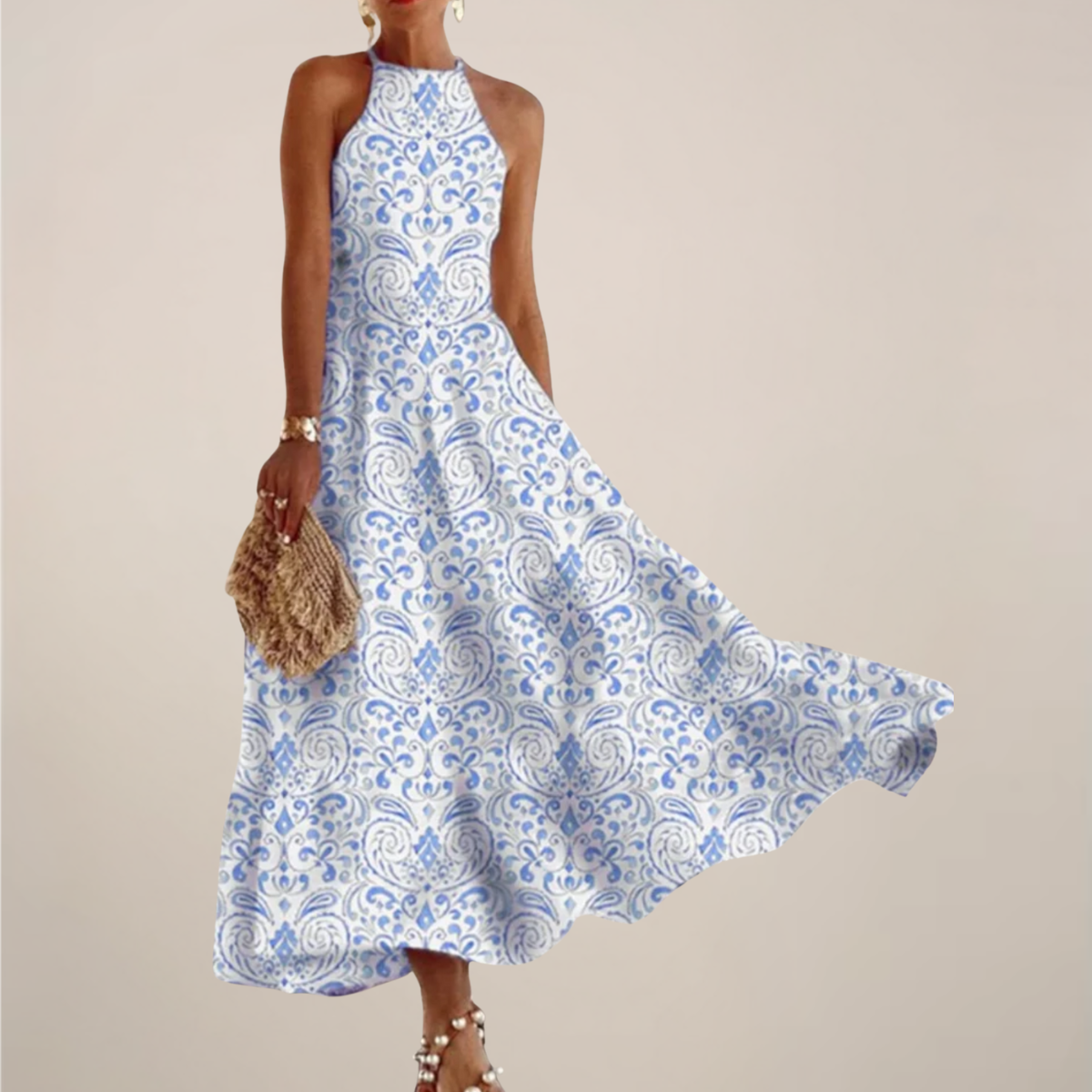 Elise Fontaine | Floral Halter Maxi Dress