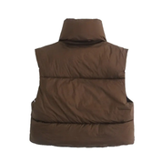 Imogen Clarke | Cropped Puffer Vest With Luxe Collar For Women