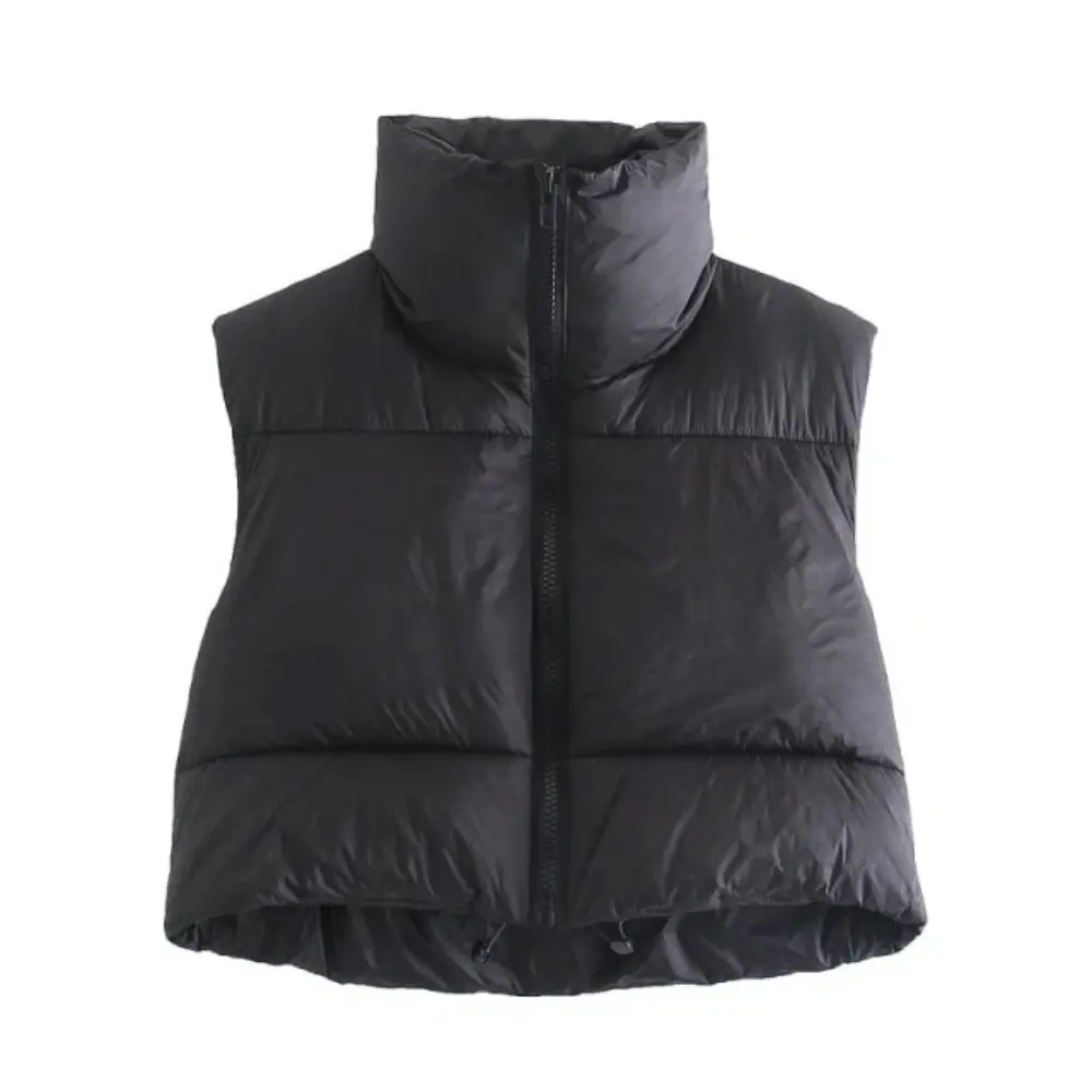 Imogen Clarke | Cropped Puffer Vest With Luxe Collar For Women