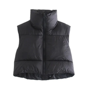 Imogen Clarke | Cropped Puffer Vest With Luxe Collar For Women