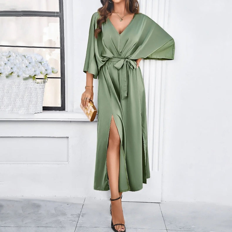 Isabella Durand | Satin Wrap Maxi Dress