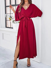 Isabella Durand | Satin Wrap Maxi Dress