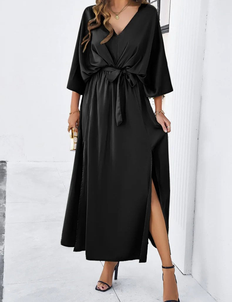 Isabella Durand | Satin Wrap Maxi Dress