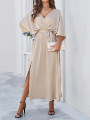 Isabella Durand | Satin Wrap Maxi Dress