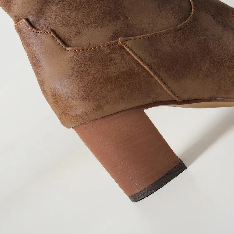 Juliana Stone | Khaki Knee-High Western Boots