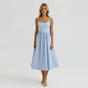 Xara Knight | Spaghetti Straps A-line Midi Prom Dress