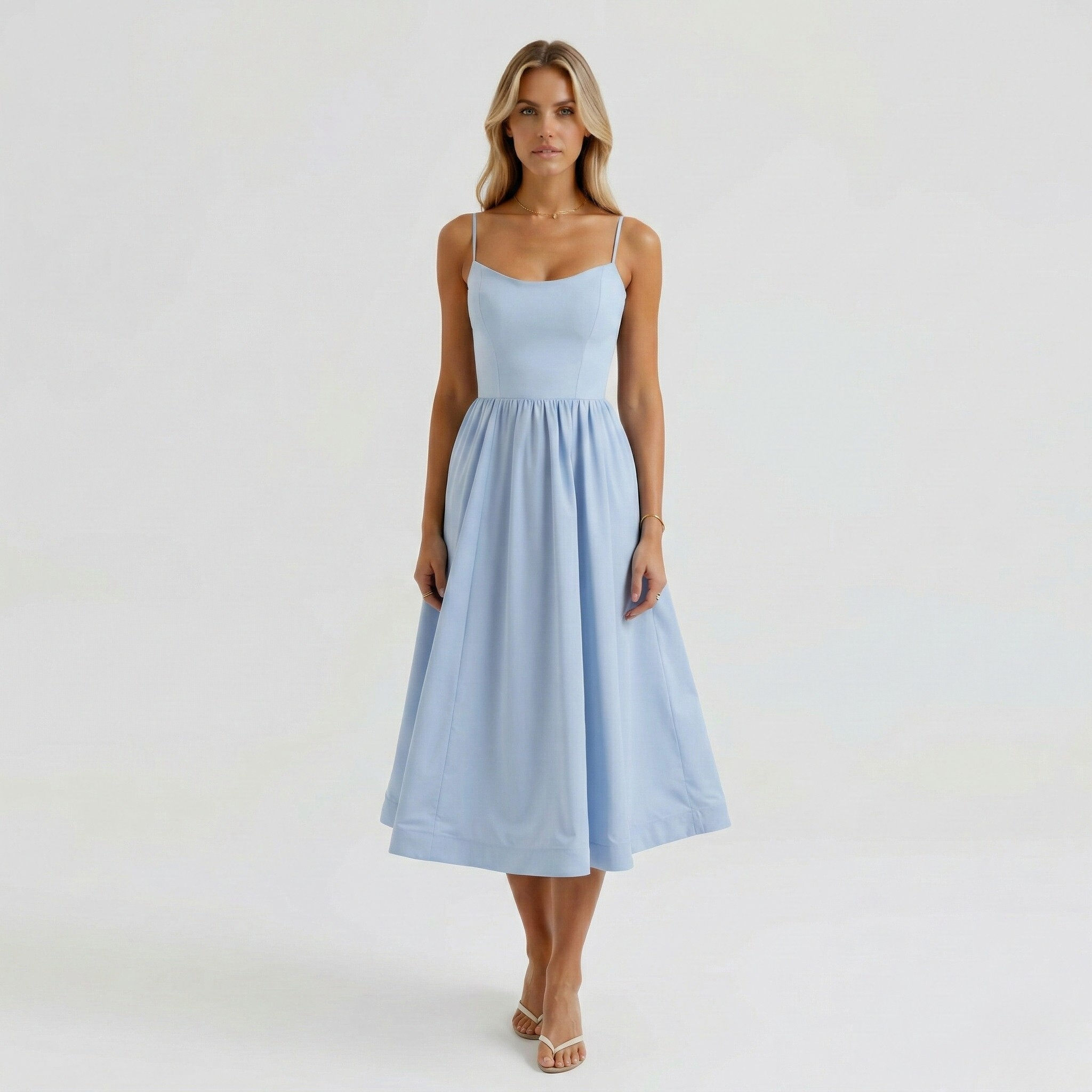 Xara Knight | Spaghetti Straps A-line Midi Prom Dress