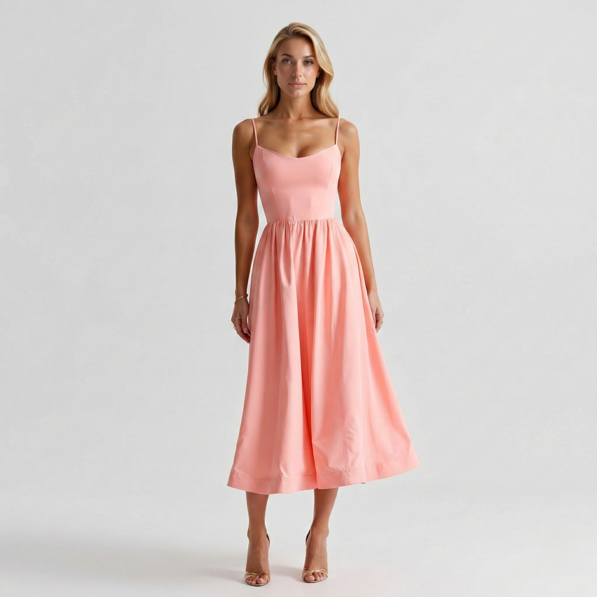 Xara Knight | Spaghetti Straps A-line Midi Prom Dress