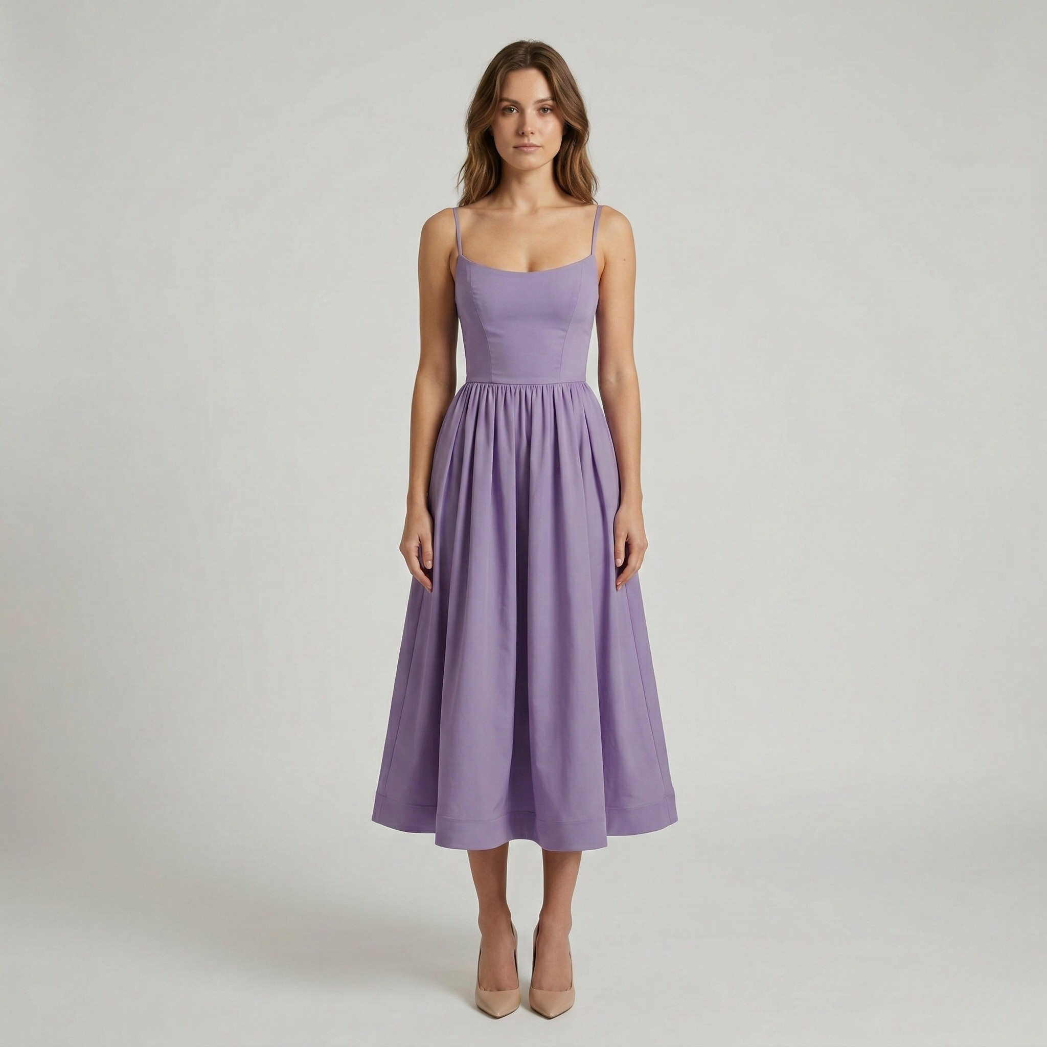 Xara Knight | Spaghetti Straps A-line Midi Prom Dress