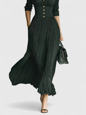 Georgia Winslow | Pleated Maxi Dress With Button Front