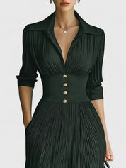 Georgia Winslow | Pleated Maxi Dress With Button Front